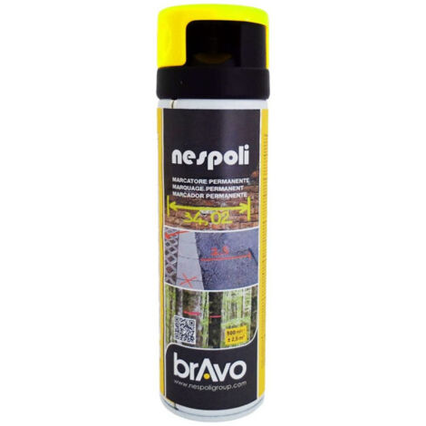 Peinture Aérosol Marquage Permanent NESPOLI - Jaune Fluo (182110) 0,5 L