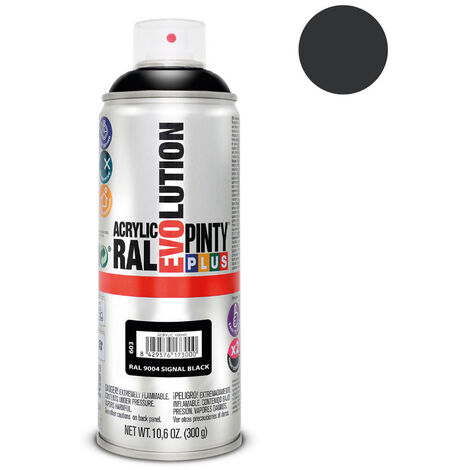 Peinture Aérosol Noir Ral 9004 Séchage Ultra-rapide, Finition Brillante - Pinty Plus