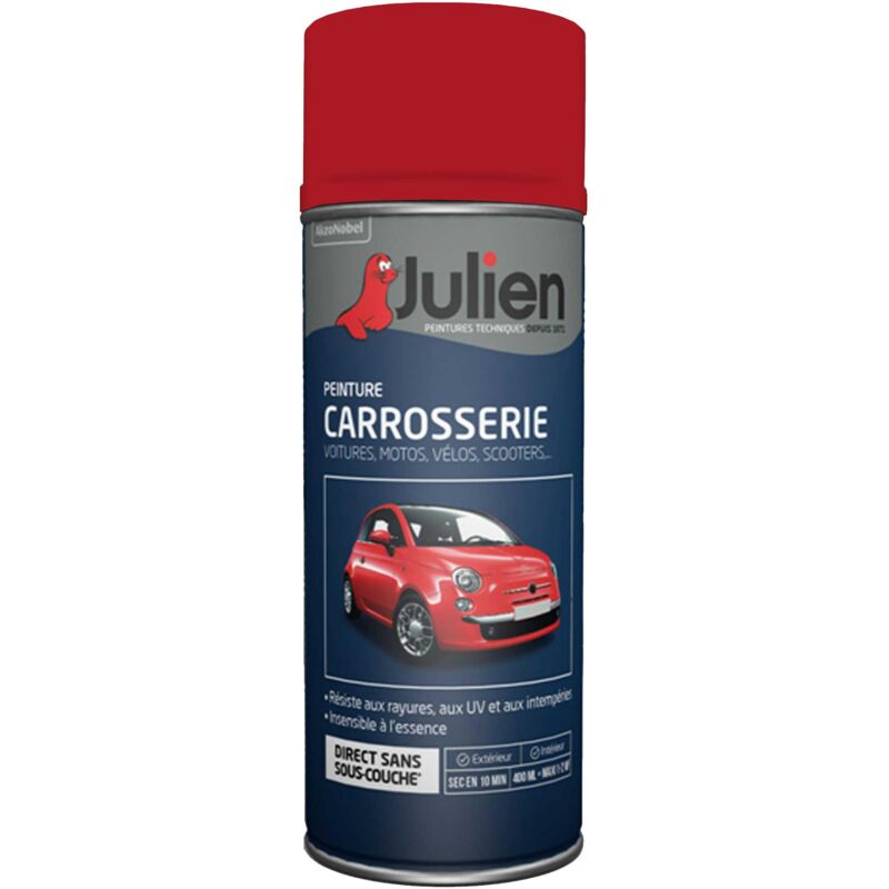 Peinture aérosol pour Carrosserie - Brillant Rouge Diable 37090 - 400 ml - Julien