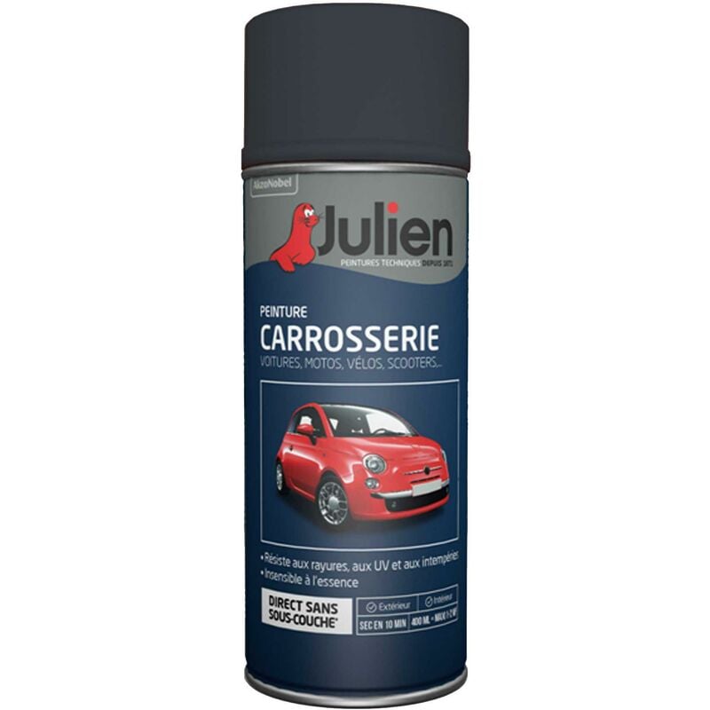 Julien - Peinture aérosol pour Carrosserie - Brillant Gris Acier Métal - 400 ml