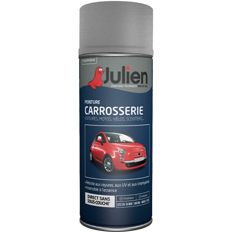 Julien - Peinture aérosol pour Carrosserie - Brillant Gris Platine Métal - 400 ml