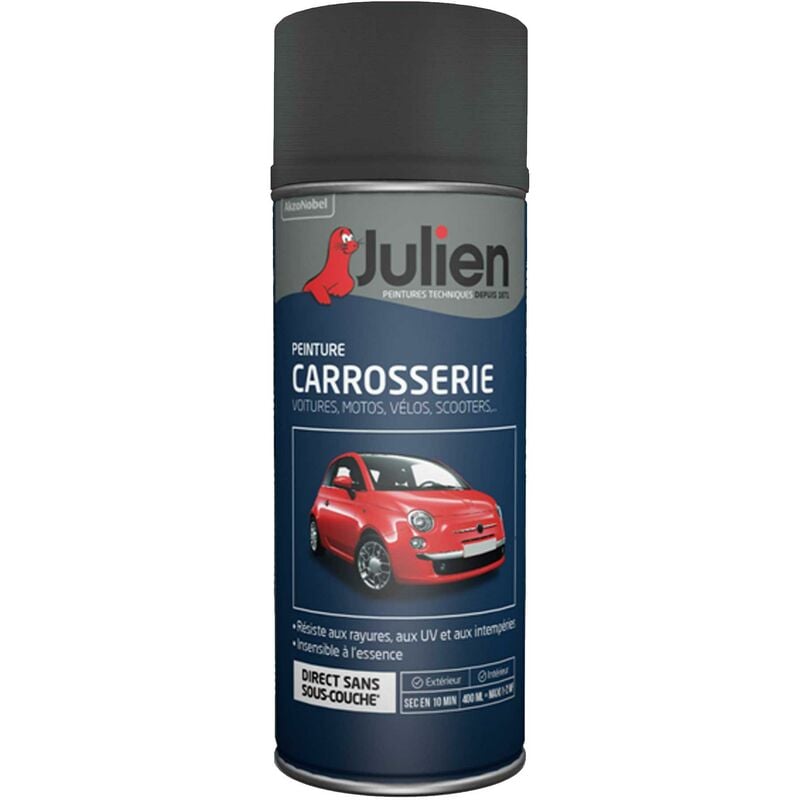 Julien - Peinture aérosol pour Carrosserie - Brillant Gris Titane Métal - 400 ml