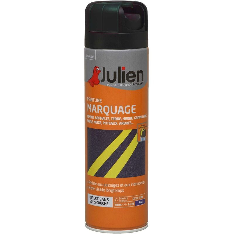 Julien - Peinture aérosol pour Marquage - Mat Noir - 500 ml