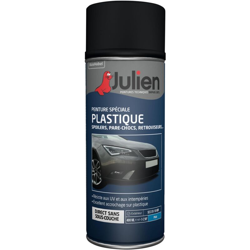 Julien - Peinture aérosol pour Plastique de Véhicules - Mat Gris - 400 ml