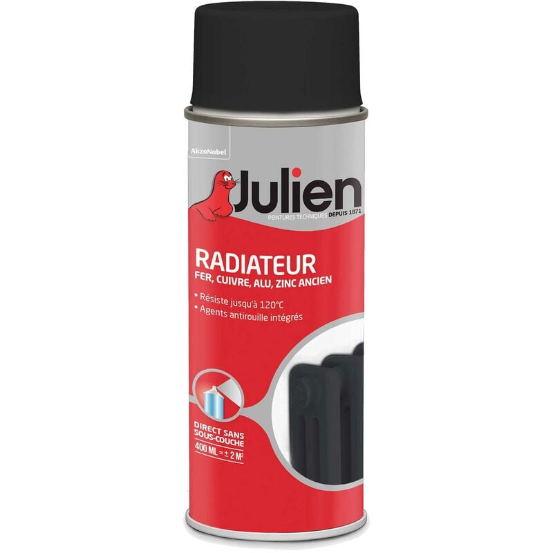 Julien - Peinture aérosol pour Radiateur - Satin Noir - 400 ml