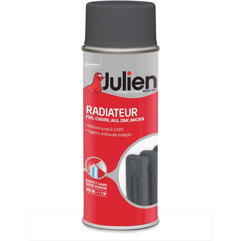 Peinture aérosol pour Radiateur - Satin Poivre - 400 ml Julien