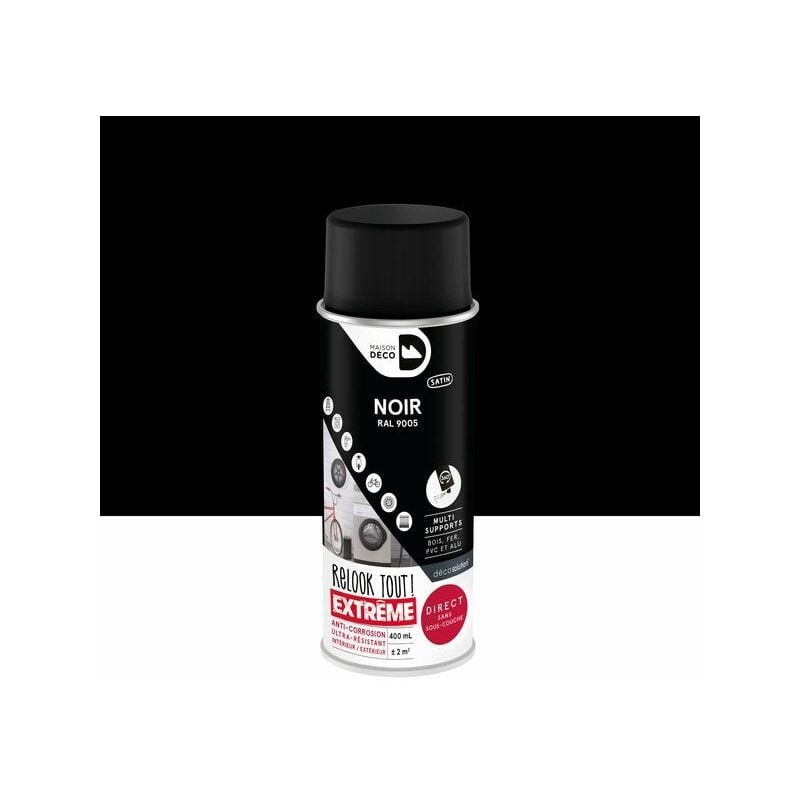 Maison Deco - Peinture aérosol relook tout extreme noir ral 9005 ral 9005 satiné 0.400 l