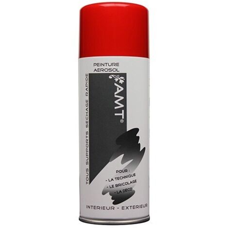 Bombe de peinture aérosol rouge feu 0,330 L – Peinture acrylique pour intérieur et extérieur – Supports : bois, métal, carton – AMT - BPA12