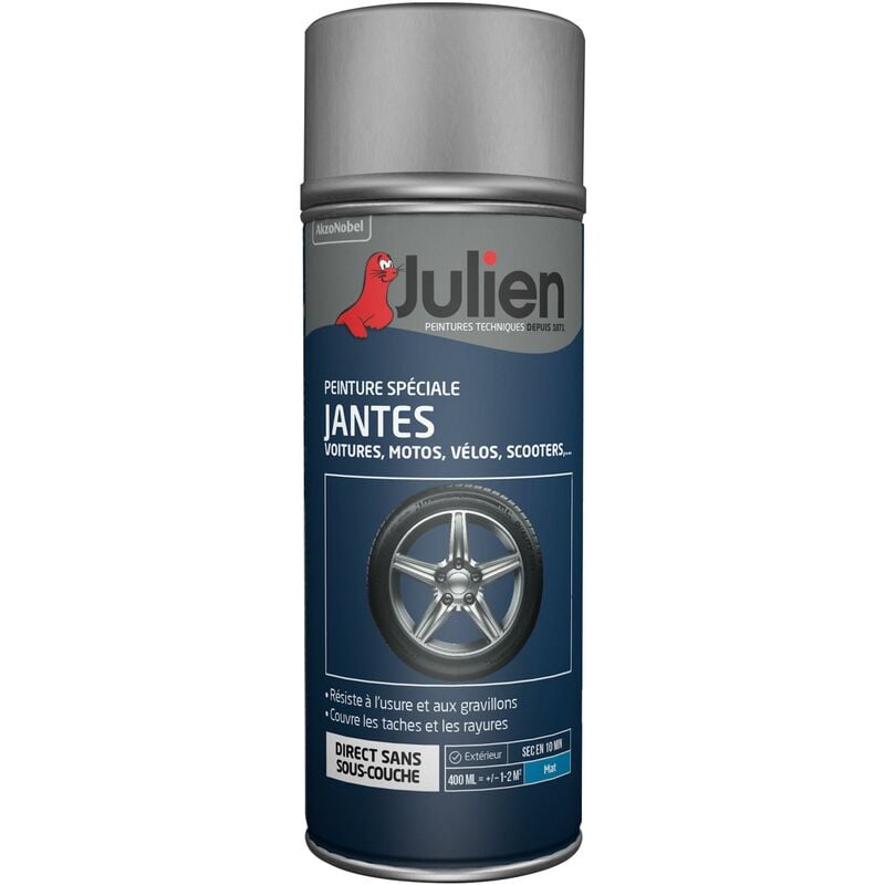 Julien - Peinture aérosol Spécial Jantes - Mat Noir - 400 ml