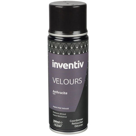 Peinture aérosol Velours Anthracite 200ml INVENTIV