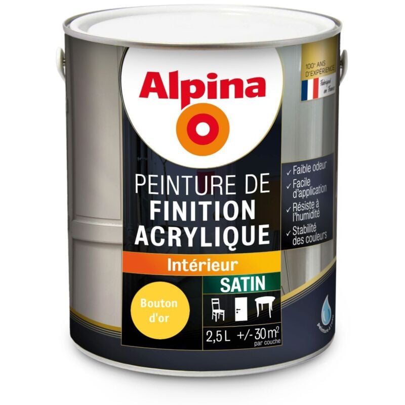 Peinture Acrylique Multisupports - Satin Couleur: Bouton d'or - Conditionnement: 2.5L - Alpina