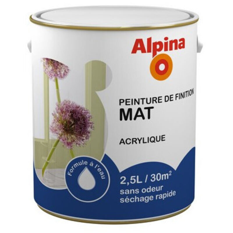 Peinture Alpina Acrylique 2 5l Mat Finition Mat Couleur Gris Beton 5250cd0066grbt