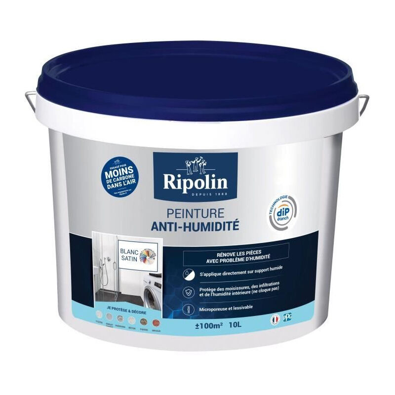 Peinture anti-humidité Ripolin 424185 - Blanc - Satin - 10 l