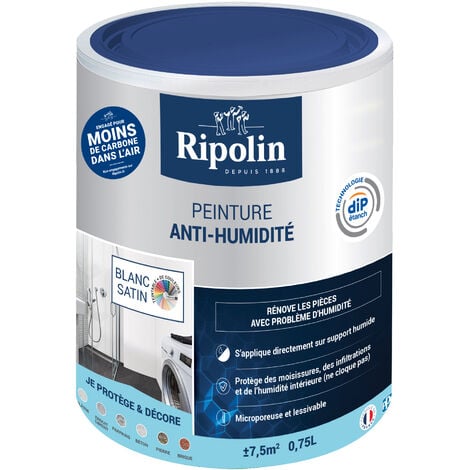 Peinture Anti-Humidité - Satin - 0,75L - Blanc - Ripolin