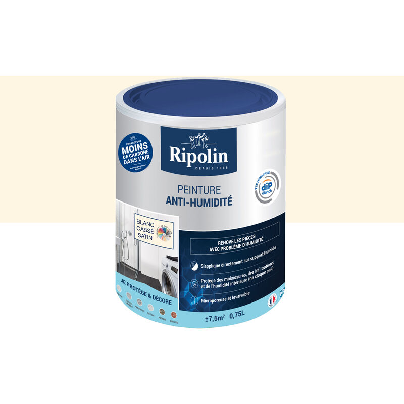 Peinture Anti-Humidité - Satin - 0,75L - Blanc Cassé Ripolin
