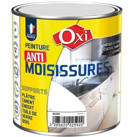 Peinture anti-moisissure blanche satinée 0,5 L – Résistante à l'humidité – Recouvre taches en une couche – Pour espaces intérieurs – Durieu
