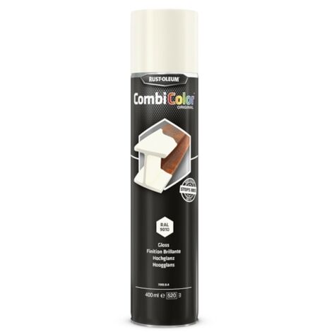 Peinture anti-rouille COMBICOLOR aérosol - blanc brillant RAL 9010 - 400 mL - RUST-OLEUM