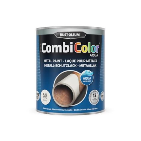 Peinture anti-rouille CombiColor Aqua - blanc RAL 9010 - 750 mL - RUST-OLEUM