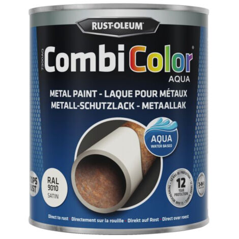 Peinture anti-rouille CombiColor Aqua - blanc RAL 9010 satin - 750 mL - RUST-OLEUM