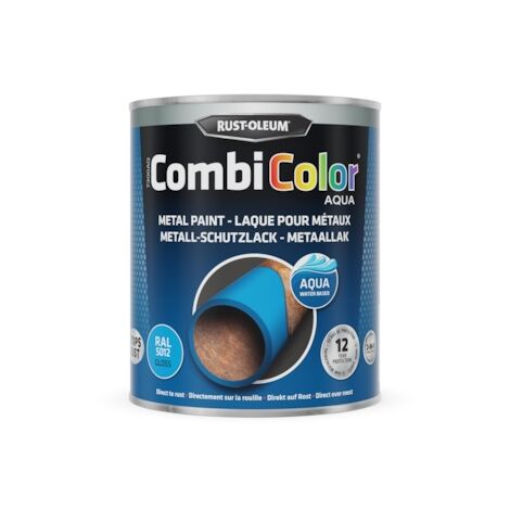 Peinture anti-rouille CombiColor Aqua - bleu RAL 5012 - 750 mL - RUST-OLEUM