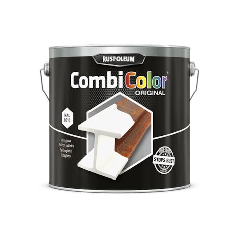 Peinture anti-rouille COMBICOLOR - blanc satiné RAL 9010 - 2.5 L - RUST-OLEUM
