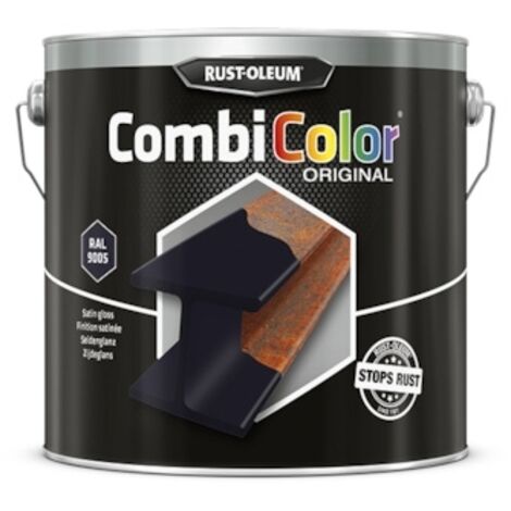 Peinture anti-rouille COMBICOLOR - noir satiné RAL 9005 - 2.5 L - RUST-OLEUM
