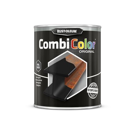Peinture anti-rouille COMBICOLOR - noir satiné RAL 9005 - 750 mL - RUST-OLEUM