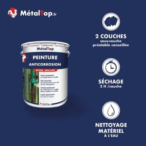 Peinture Anticorrosion - 0.4 L - Bombe 400 mL    - 5019 - Bleu capri - Metaltop