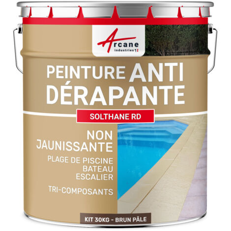 Peinture antidérapante, sol extérieur, escalier, bateau, carrelage, béton, bois, métal : Solthane RD - 30 kg Brun Pâle - RAL 8025 - ARCANE INDUSTRIES
