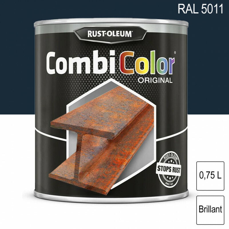 Rust-oleum - Peinture fer CombiColor Original ral 5011 Bleu acier brillant 750ml