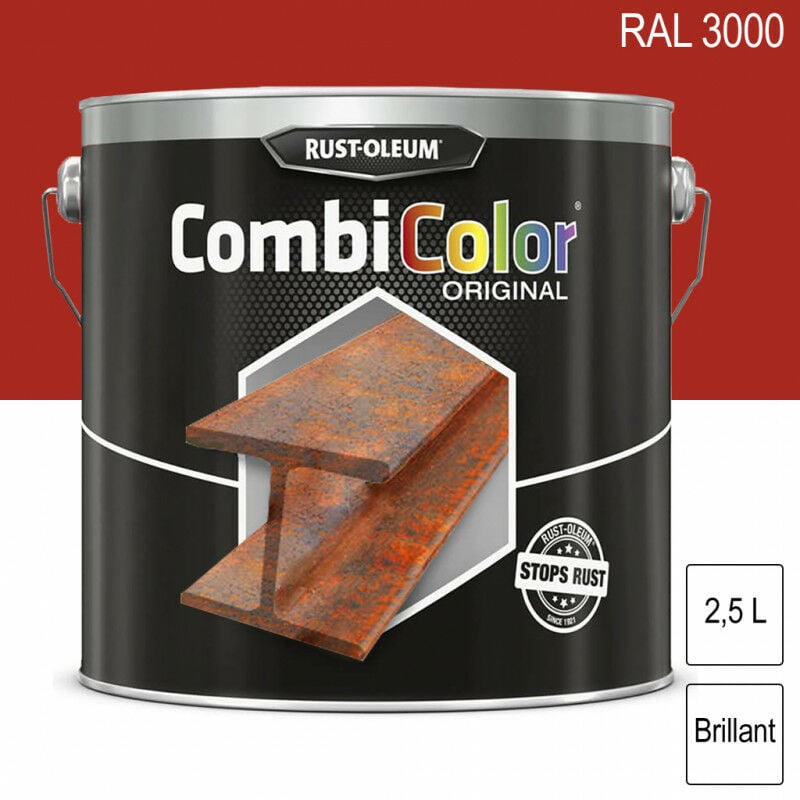Rust-oleum - Peinture fer CombiColor Original ral 3000 Rouge feu brillant 2,5L
