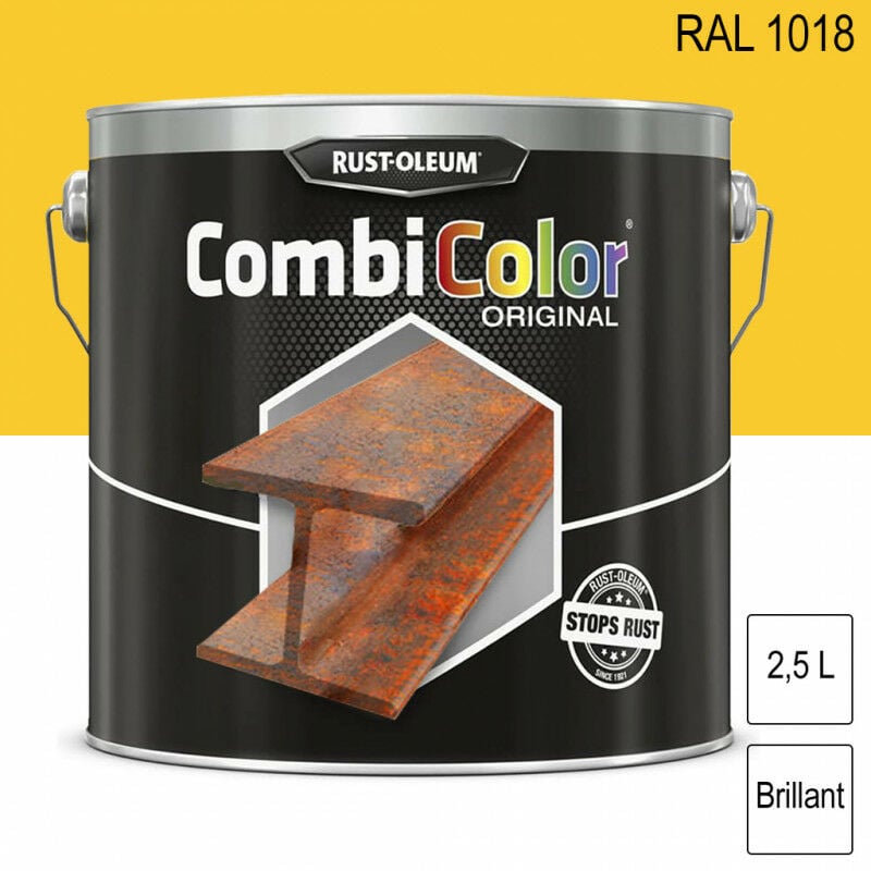Rust-oleum - Peinture fer CombiColor Original ral 1018 Jaune zinc brillant 2,5L
