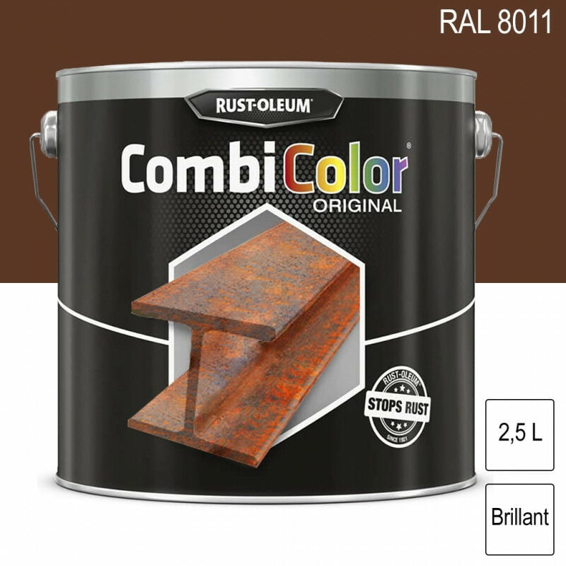 Peinture fer CombiColor Original ral 8011 Brun noisette brillant 2,5L Rust-oleum