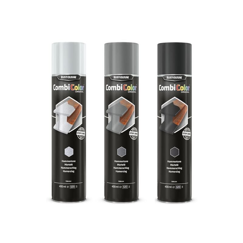 Rust-oleum - Peinture anti-rouille combicolor hammertone aérosol - gris clair martelé - 400 mL