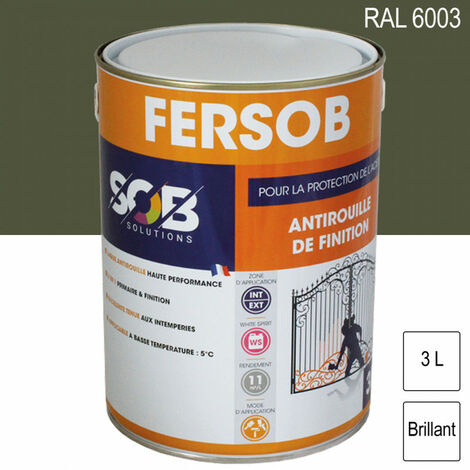 Peinture Antirouille de finition Fersob RAL 6003 Vert olive brillant 3L SOB PEINTURES