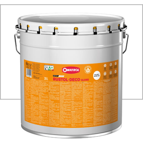 Peinture antirouille décorative Owatrol RUSTOL DECO BRILLANT Blanc pur (RAL 9010) 20 litres