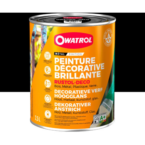 Peinture antirouille décorative Owatrol RUSTOL DECO BRILLANT Noir Profond (RAL 9005) 2.5 litres