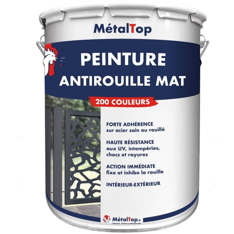 Metaltop - Peinture Antirouille Mat - Pot 5 l - 7016 - Gris anthracite