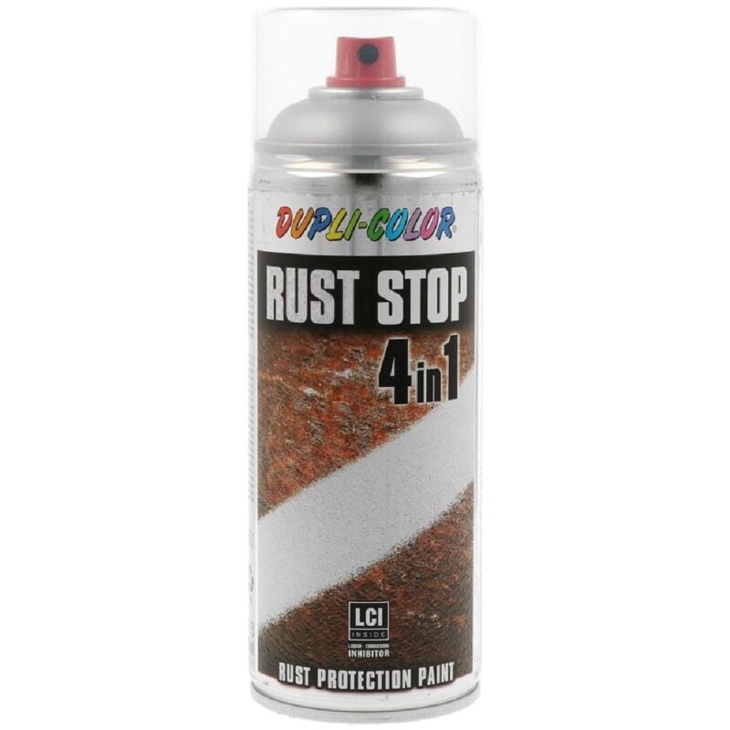 Peinture Antirouille Ral9006 Satine 4 En 1 Dupli Rust Stop 400 Ml aluminium blanc