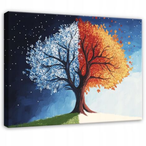 Peinture arbre de vie 3d feuilles pour chambre salon cuisine sur toile 60x40