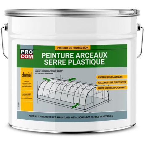 Peinture arceaux, serre plastique, empeche l'échauffement des arceaux métal, protège les écrans plastiques des brulures PROCOM ffffff 5 Kg