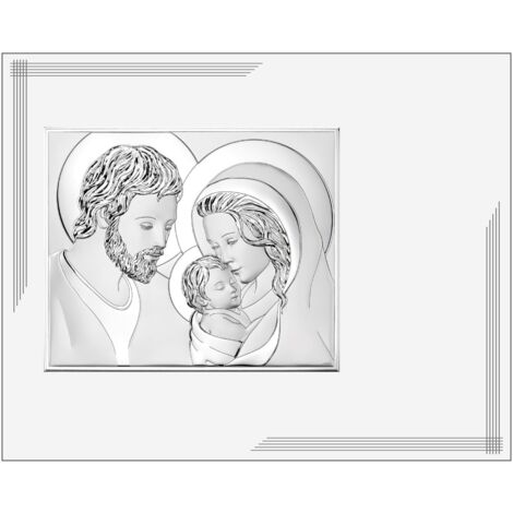 Peinture argentée moderne de la Sainte Famille sur panneau blanc 25x20 Taille: 25x20 cm UGS : VL872BI