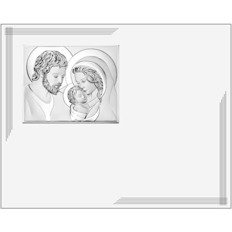 Peinture argentée moderne de la Sainte Famille sur panneau blanc 25x20 Taille: 25x20 cm UGS : VL874BI