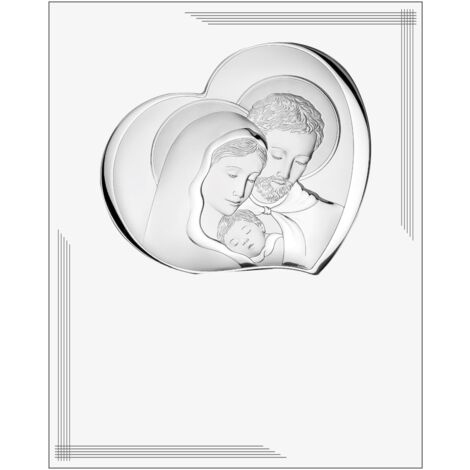 Peinture argentée moderne de la Sainte Famille sur panneau blanc 25x20 Taille: 25x20 cm UGS : VL875BI