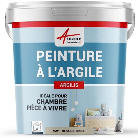Peinture argile naturelle decoration chambre enfant ARGILIS - 15 m² (2.5 kg en 1 couche) Mesange Grege - ARCANE INDUSTRIES