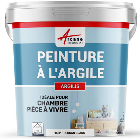 Peinture argile, naturelle, decoration, chambre, enfant, argilis - 15 m² (2.5 kg en 1 couche) Persan Blanc - ARCANE INDUSTRIES
