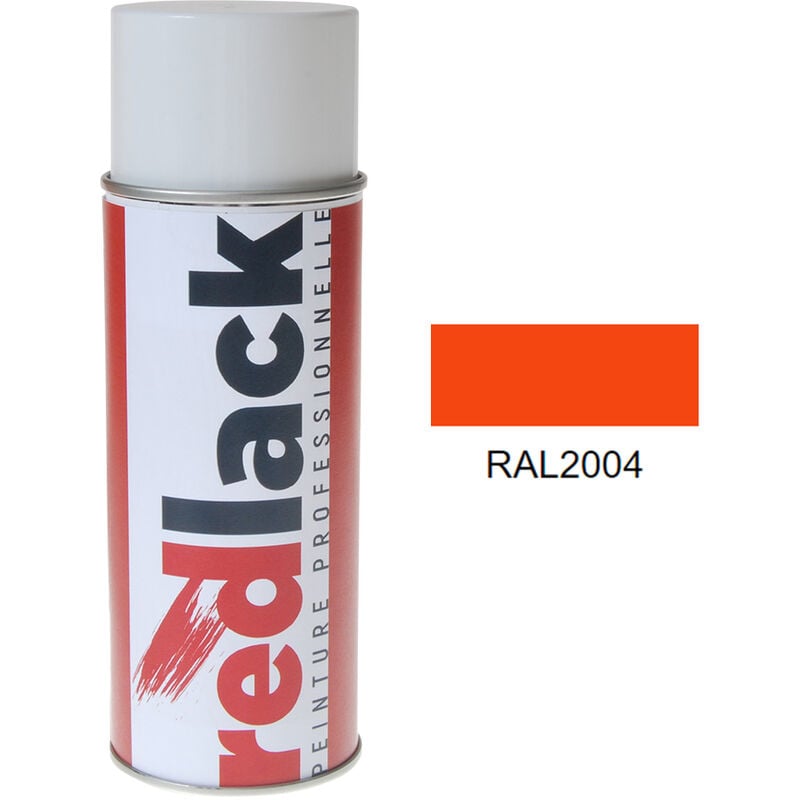 Peinture aérosol Orangé pur ral 2004 Brillant multisupport Redlack