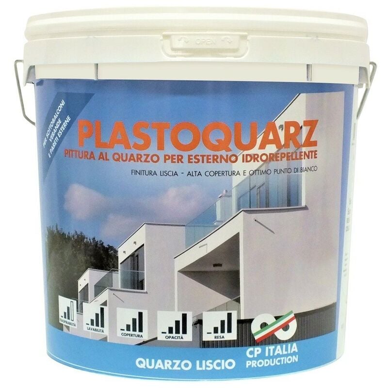 Salone - Peinture au quartz acrylique lisse lavable pour extérieur 5 l blanc - Salon