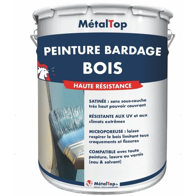 Peinture Bardage Bois - Pot 5 l - 9005 - Noir foncé Metaltop