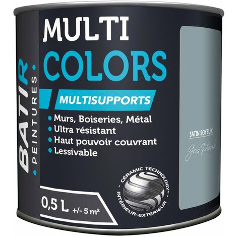 Peinture Batir Multi-supports Satin Soyeux 0,5 L Gris Plomb